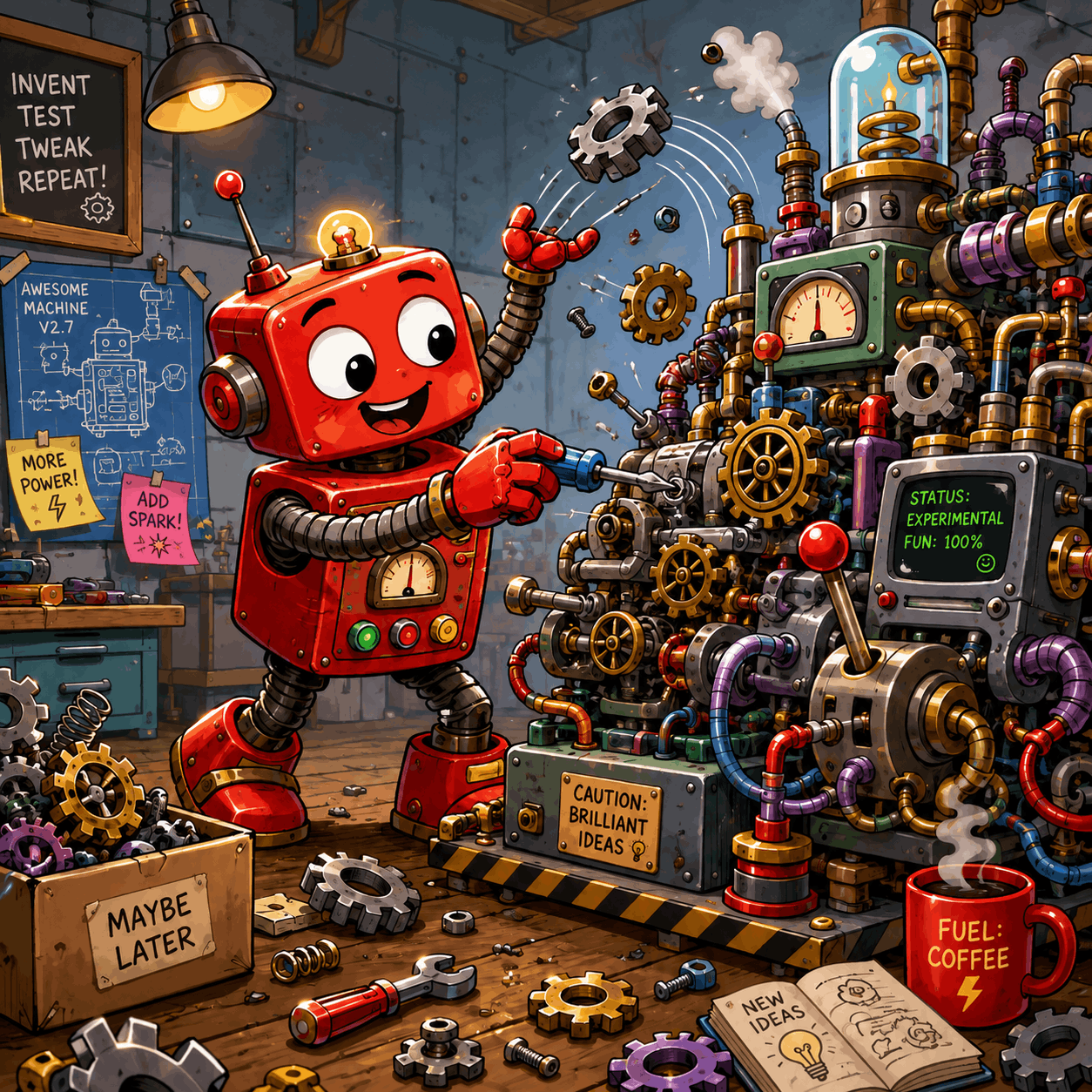 ZBot robot operating an inventive industrial machine