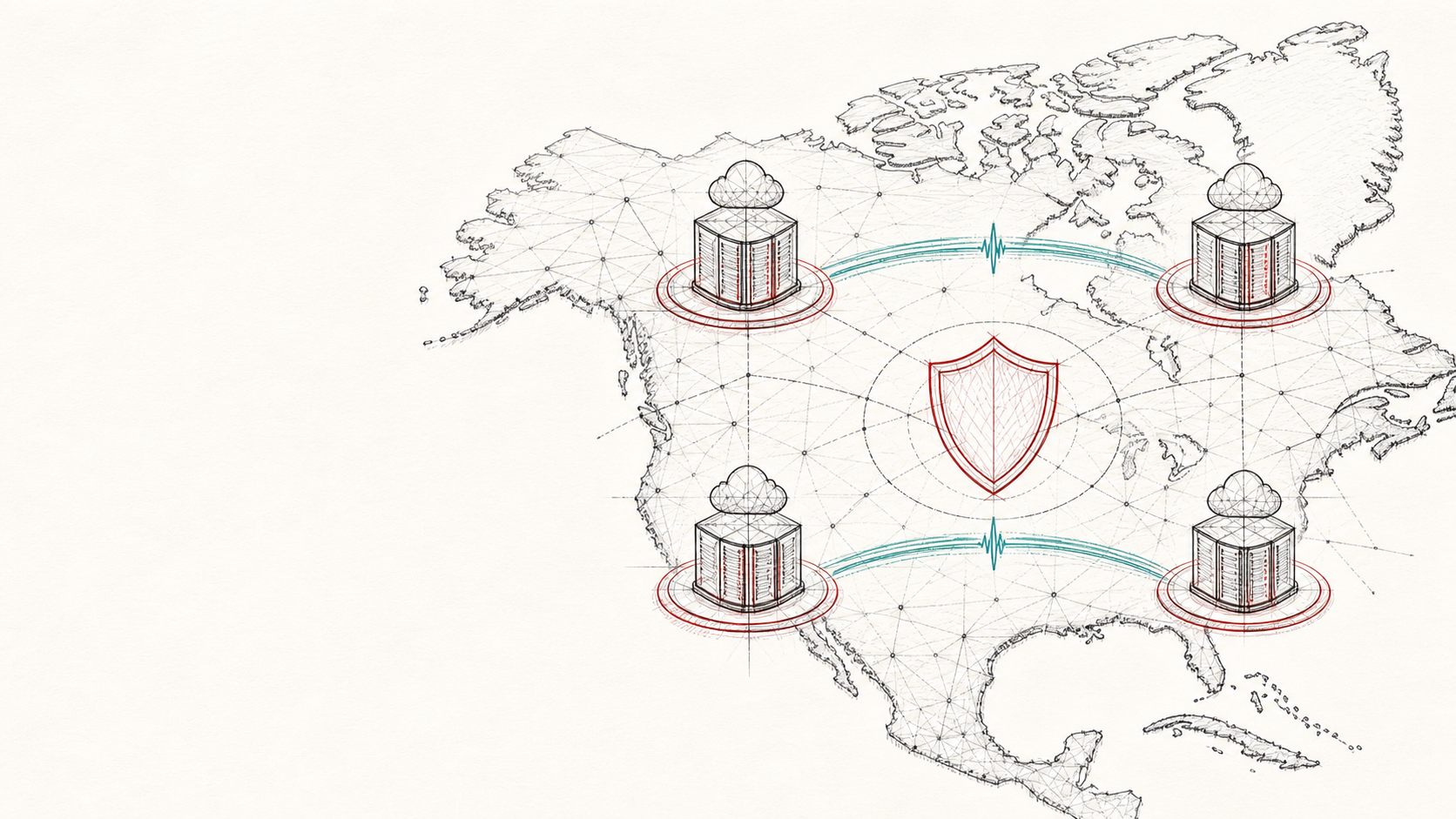 Illustrated Z-Cloud resilience network across North America
